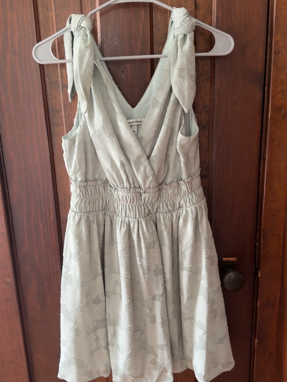Speechless Light Sage Floral Tie-Shoulder Mini Dress